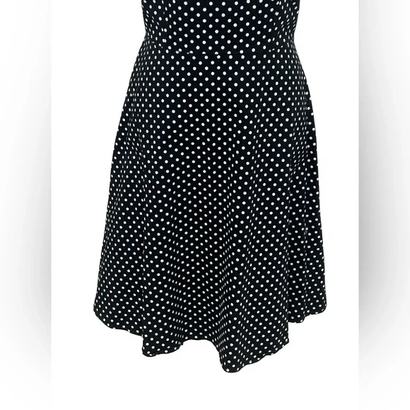 K & Co Polka Dot Dress Black White Fit Flare Sleeveless 10 Wedding Guest Retro - Picture 4 of 8